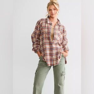 Gilded Intent Oversized Boyfriend Flannel Shirt